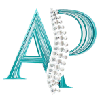 AP-Logo-Square-clear-500 A stylized spine interweaves with the letters "A" and "P," for Avin Patel forming a logo against a dark background, symbolizing a connection between anatomy and typography.